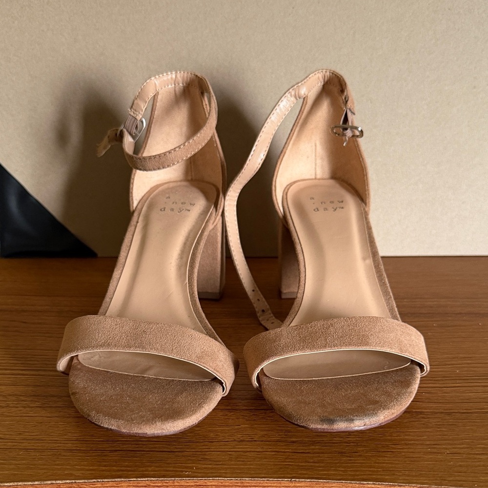 A New Day Women's Beige Ankle Strap Heels